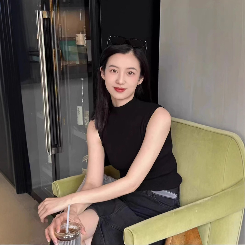 100 Tencel Summer New Sleeveless Women's Half-turtleneck Strap Base Shirt Women's Solid Color Suit Inner Knit Vest 100 Tencel Summer New Sleeveless Women's Half-turtleneck Strap Base Shirt Women's Solid Color Suit Inner Knit Vest