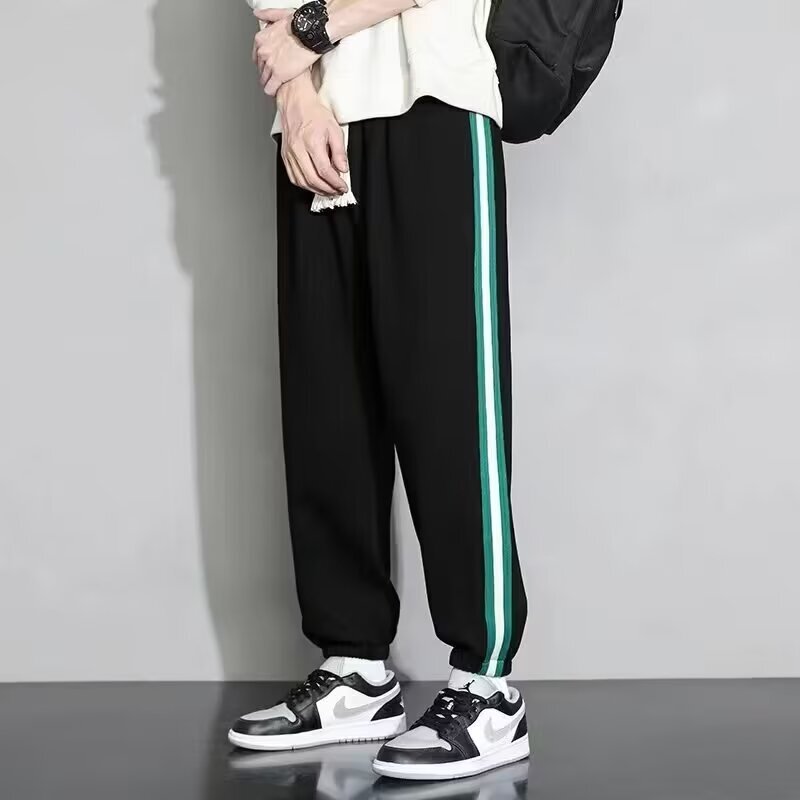Large Quantity of High-Quality School Uniform Pants, Green Wide Bottom, Double White Stripes, Two White Stripes, Three Green Stripes, Straight School Uniform Pants, Student School Pants, Summer Large Quantity of High-Quality School Uniform Pants, Green Wide Bottom, Double White Stripes, Two White Stripes, Three Green Stripes, Straight School Uniform Pants, Student School Pants, Summer