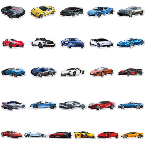 102 non-repeating supercar racing graffiti cartoon luggage scooter mobile phone case notebook decorative stickers