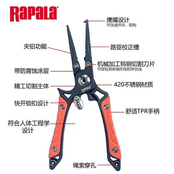 Rapala Mini Lure Pliers/Fish Controller Set Pliers Scissors Fish Ruler
