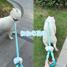 舒适宠物加粗手绳编织麻花外出狗绳防脱短款制不勒牵引绳大型犬黄