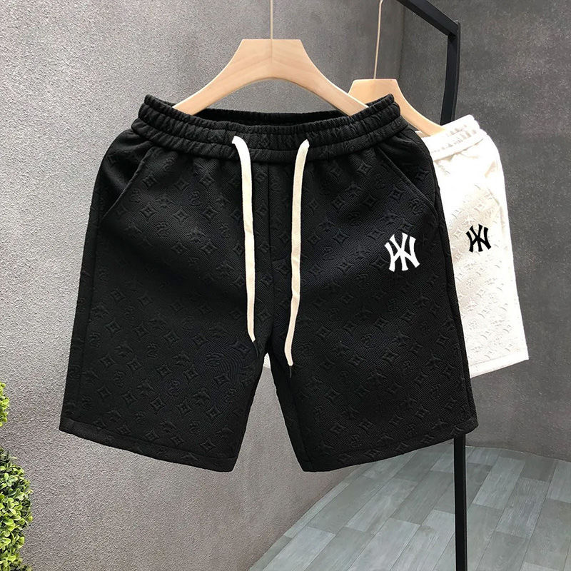 Nuevos pantalones cortos casuales para hombres, tendencia, estilo delgado de verano, pantalones de cinco puntos con estampado jacquard simple, pantalones cortos de todo fósforo