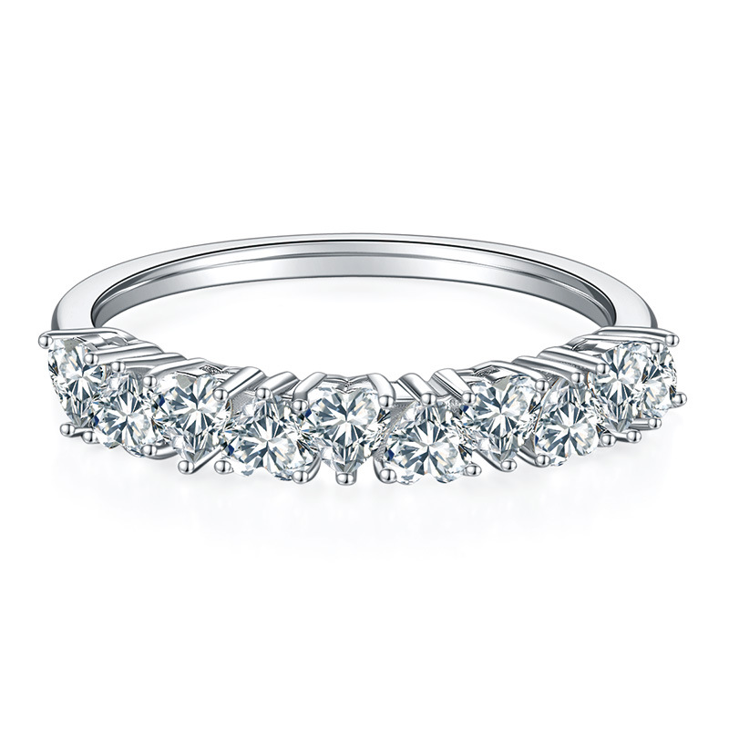 Nuevo estilo transfronterizo venta caliente estilo europeo y americano S925 plata de ley con incrustaciones de platino Moissanstone anillo clásico simple para mujer