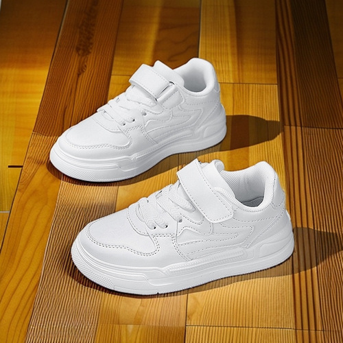 Cross-border Bestselling Children's Sneakers for Boys and Girls, 2024 Spring Collection, Leather Panel Shoes for Middle-Aged Children, Casual Shoes