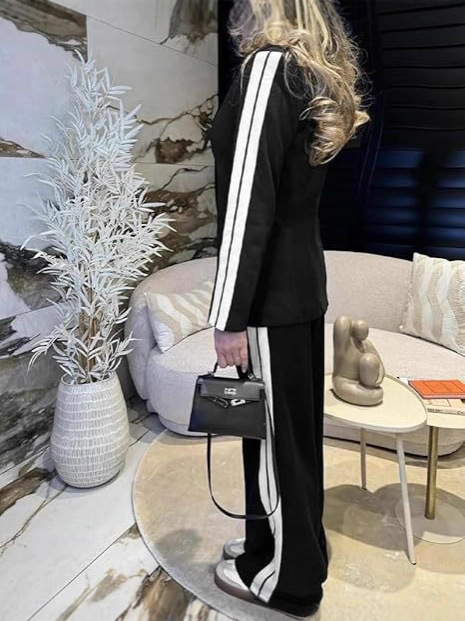 2025跨境独立站欧美外贸新款_秋冬女士长袖翻领休闲西装套装|undefined
