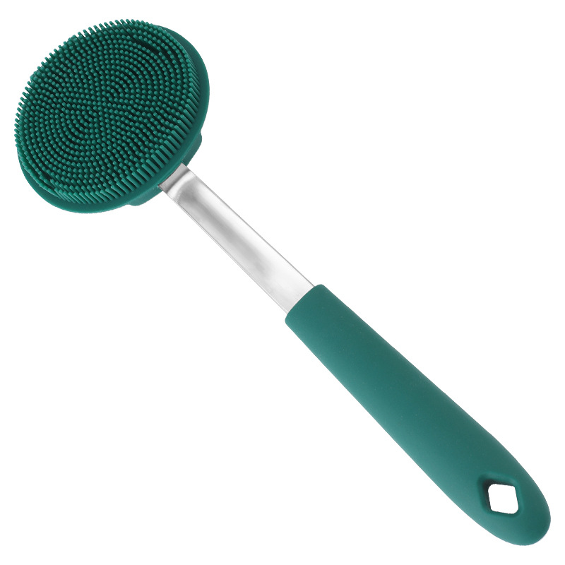 Estropajo de silicona, cepillo para lavar platos, herramienta de cocina, suave y que no daña los revestimientos, cepillo de limpieza de mango largo, herramienta para limpiar ollas que ahorra trabajo.