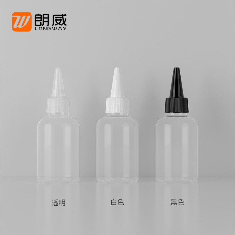 50ml botella de plástico PET de hombro redondo baja emulsión líquida botella de rocío puro botella de tapa de punta transparente