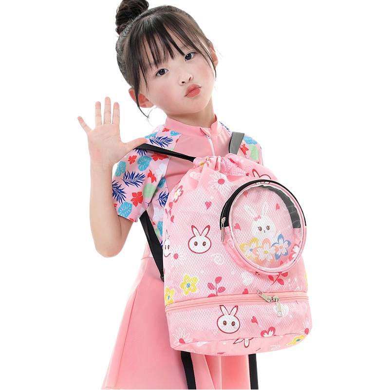 Bolsa de natación para niños húmeda y seca separación impermeable lavado bolsa de almacenamiento niños y niñas deportes portátil lindo mochila de playa