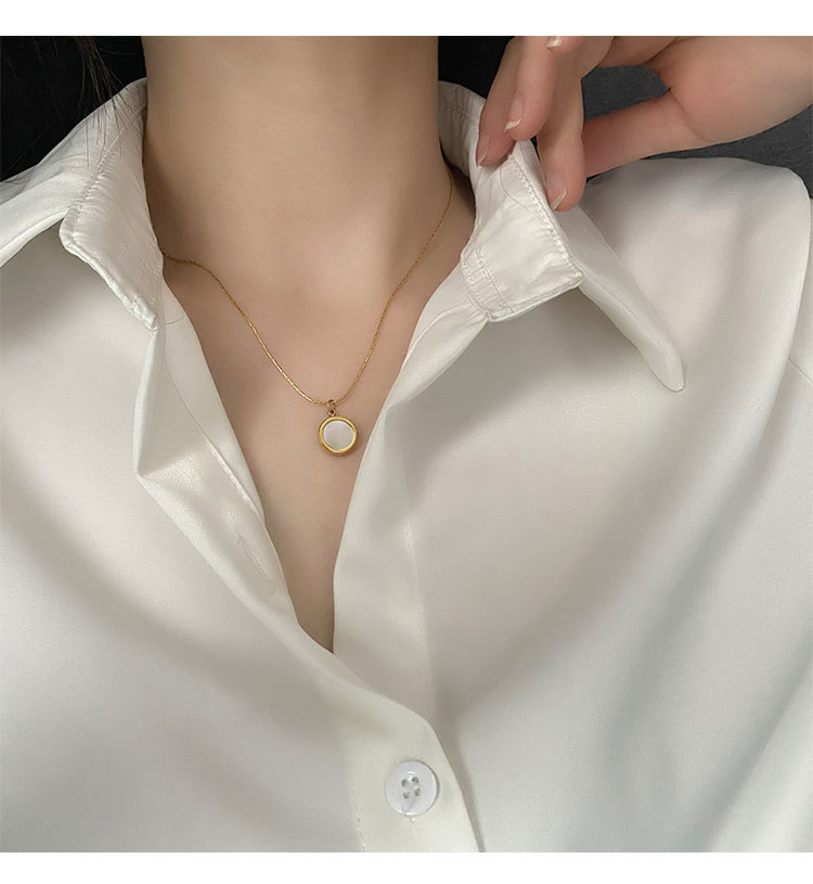 Shell Inlay Material Necklace Classification Titanium Steel Chain Material 18K Gold, Gold Plating, Silver Plated Plating Color Elegant Geometric Titanium Steel Necklace