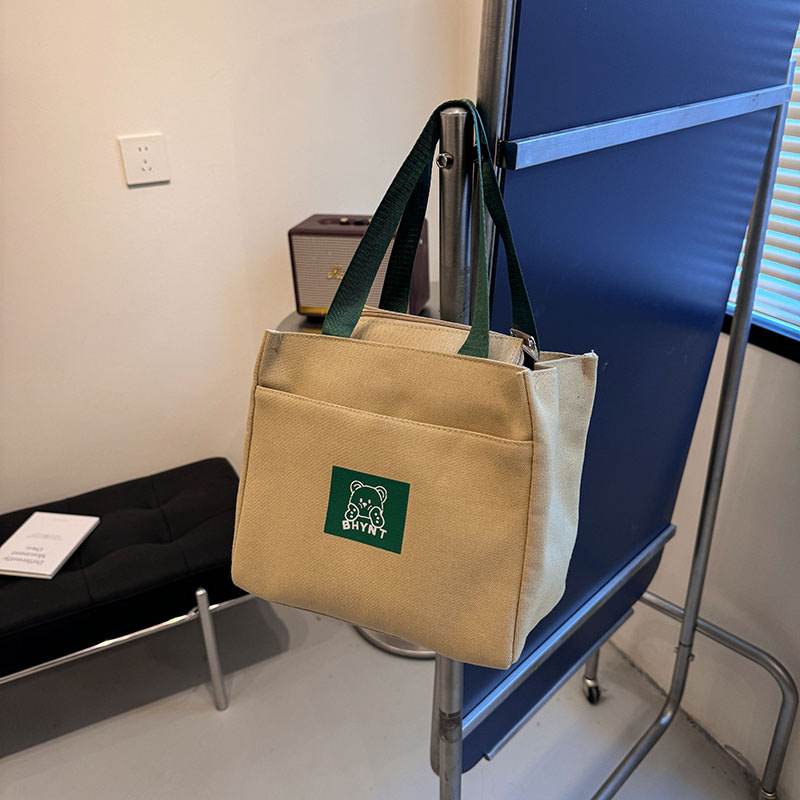 (2개) 일본과 한국 스타일 두꺼운 옥스포드 캔버스 가방 여성 핸드백 도시락 미라 미라 미라 음식 작은 헝겊 가방 핸드 백 구매