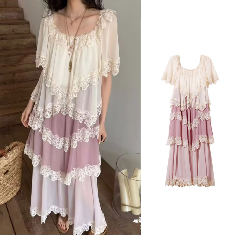 High-End Custom Ic Brand 26 Spring/Summer New Holiday Style Gradient Ruffle Dress, Fashionable and Versatile Dress