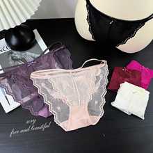 G-5336女士蕾丝水钻蝴蝶结网纱柔软刺绣亲肤透气舒适女士三角内裤