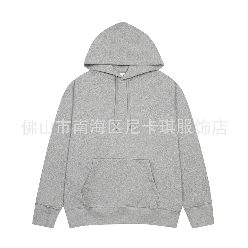 ami フード付きスウェットシャツ 25ss ピュアコットンルーズビッグラブ刺繍ヨーロッパバージョンクロスボーダー外国貿易男性と女性の秋と冬の綿パーカー|undefined