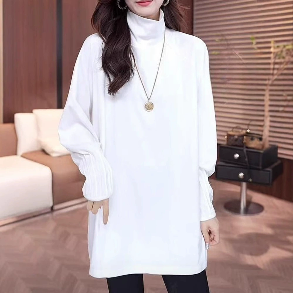 Высокие воротнички Delong теплая футболка с длинными рукавами, нижняя рубашка, женская осенняя и зимняя большая модель среднего размера