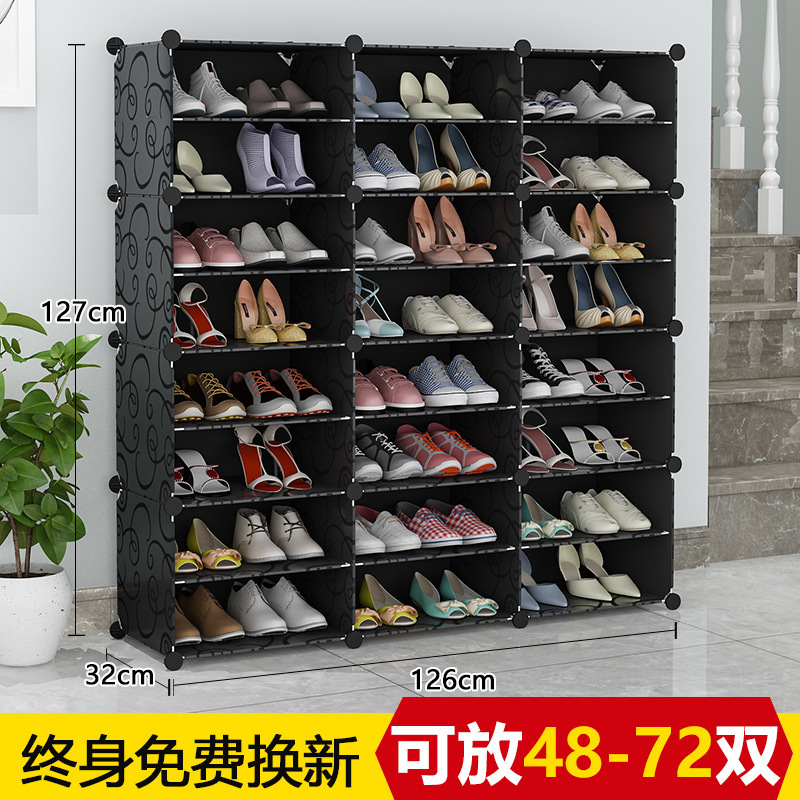Estante de zapatos multicapa de gran capacidad gabinete de zapatos ensamblado en el hogar almacena estante a prueba de polvo en la puerta del dormitorio grande puede almacenar nórdico