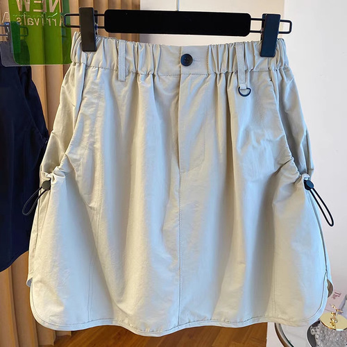 Korean Style Workwear Minimalist Short Skirt for Women Summer 2025 New Loose High-Waist Slimming Retro Design Flared Bodycon Semi-Skirt