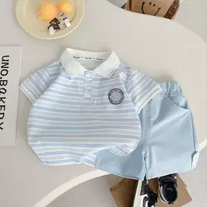 Летняя летняя одежда комплект детская футболка polo короткий рукав в западном стиле
