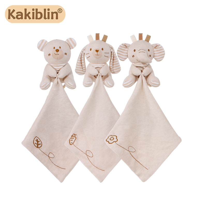Nuevo kakiblin muñeca de algodón orgánico toallas de seda bebés entradas mordidas toallas de saliva juguetes para dormir recién nacidos