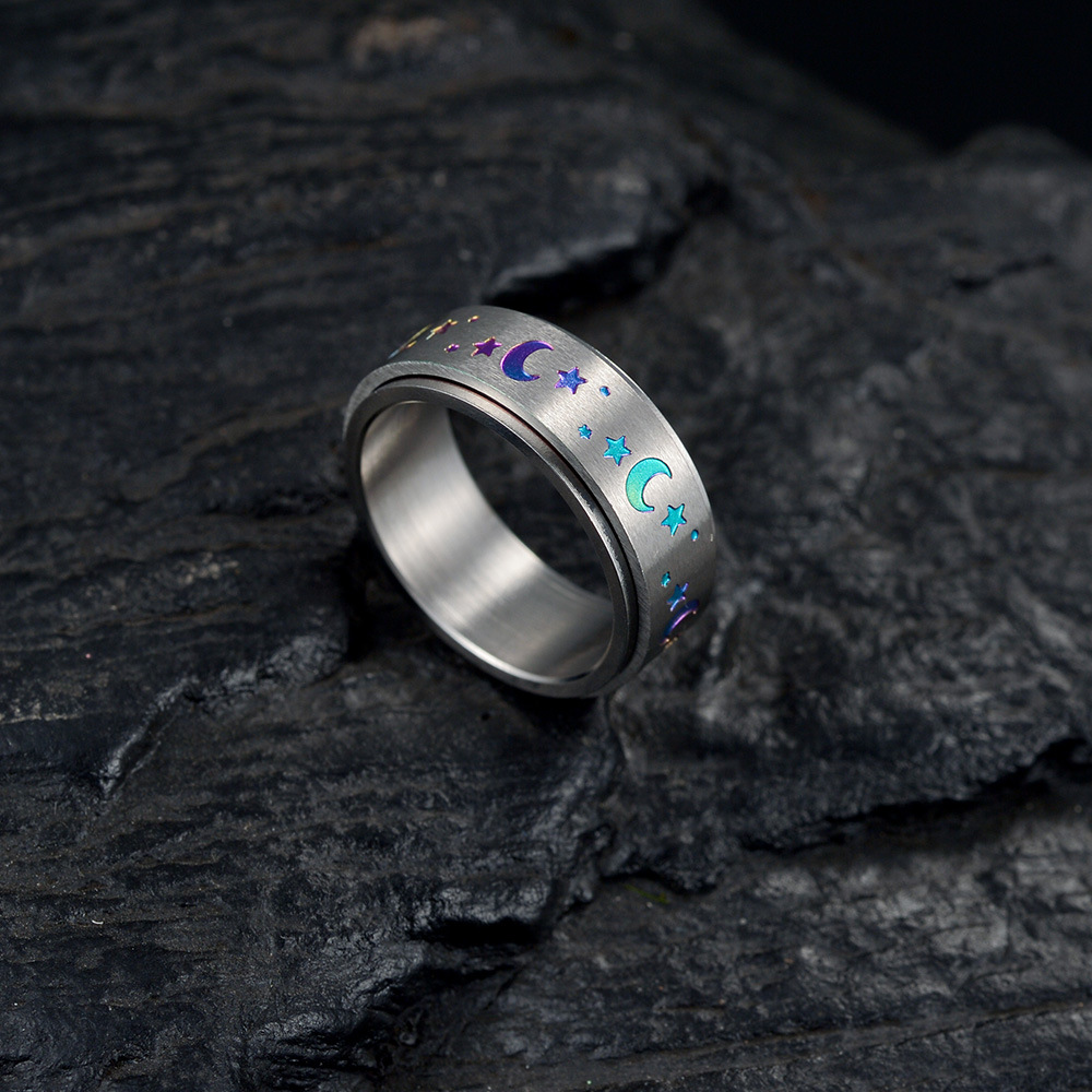 Fashion Star Moon Stainless Steel Rings display picture 2