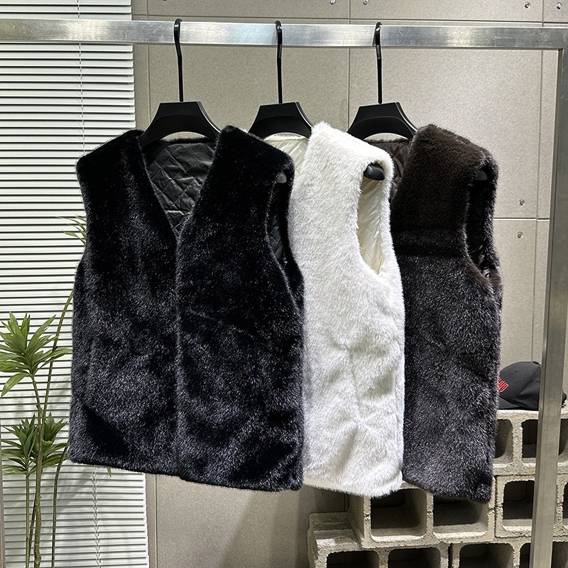 High-Quality Faux Mink Fur Vest for Men, Autumn and Winter Cotton Vest, Korean Style Trendy and Stylish Couple's Thick Cotton Jacket