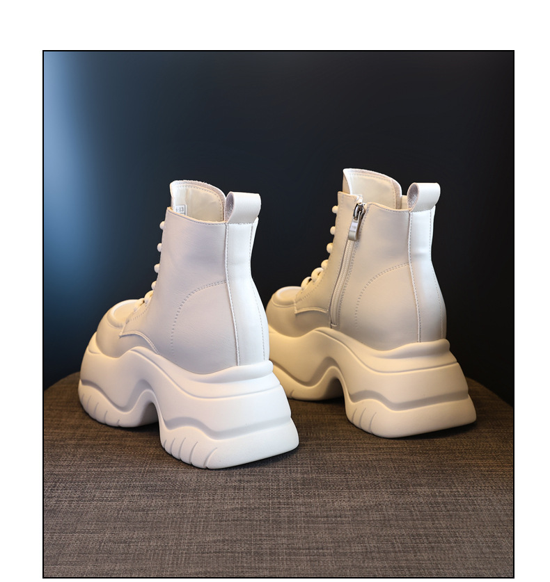 Boot martin nữ đế dày tôn dáng cổ cao gầy bên trong — Màu be chi tiết 22