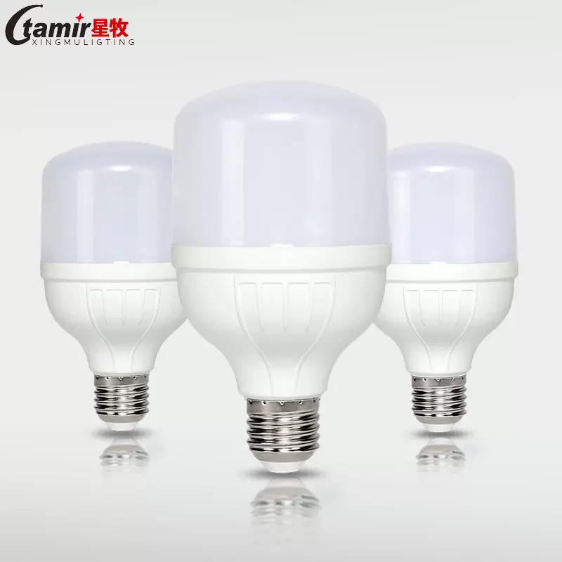 led节能灯泡超亮白色塑包铝T泡螺卡 口大功率鳍片灯泡高富帅球泡