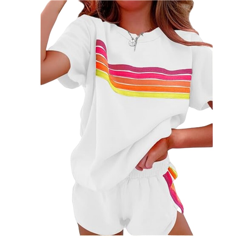 Amazon Cross-border Hot Sale Spring and Summer New Home suit Women European and American Simple Style Contrast Color Fashion Casual suit Women