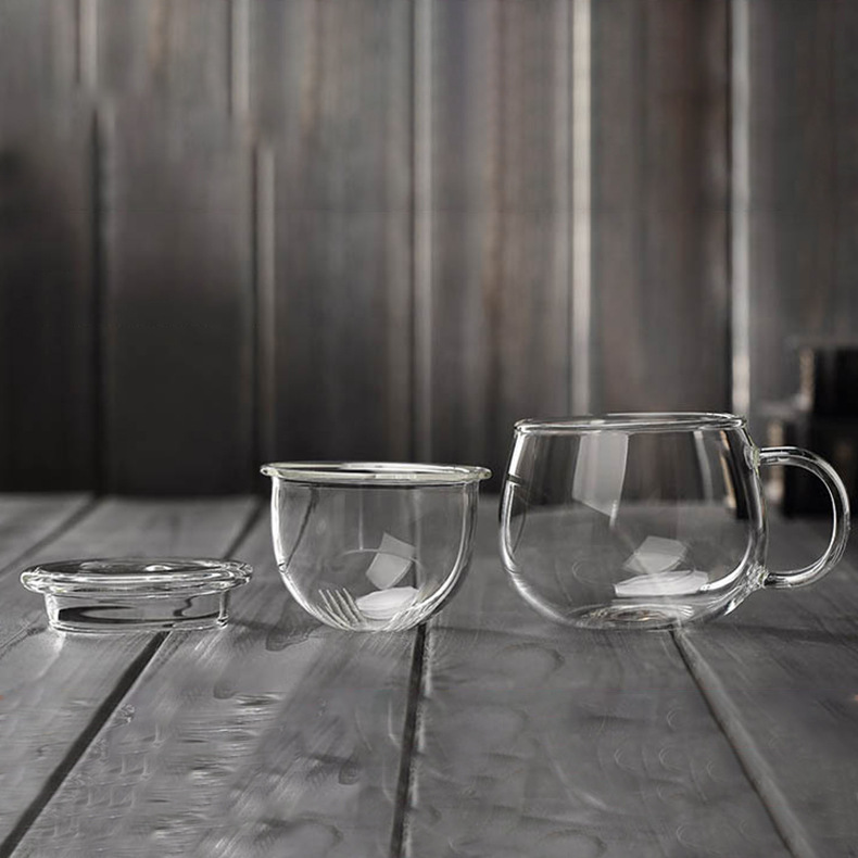 Vidrio con tapa taza de tres piezas separación de té taza de té filtro doméstico flor taza de té jugo bebida de vidrio