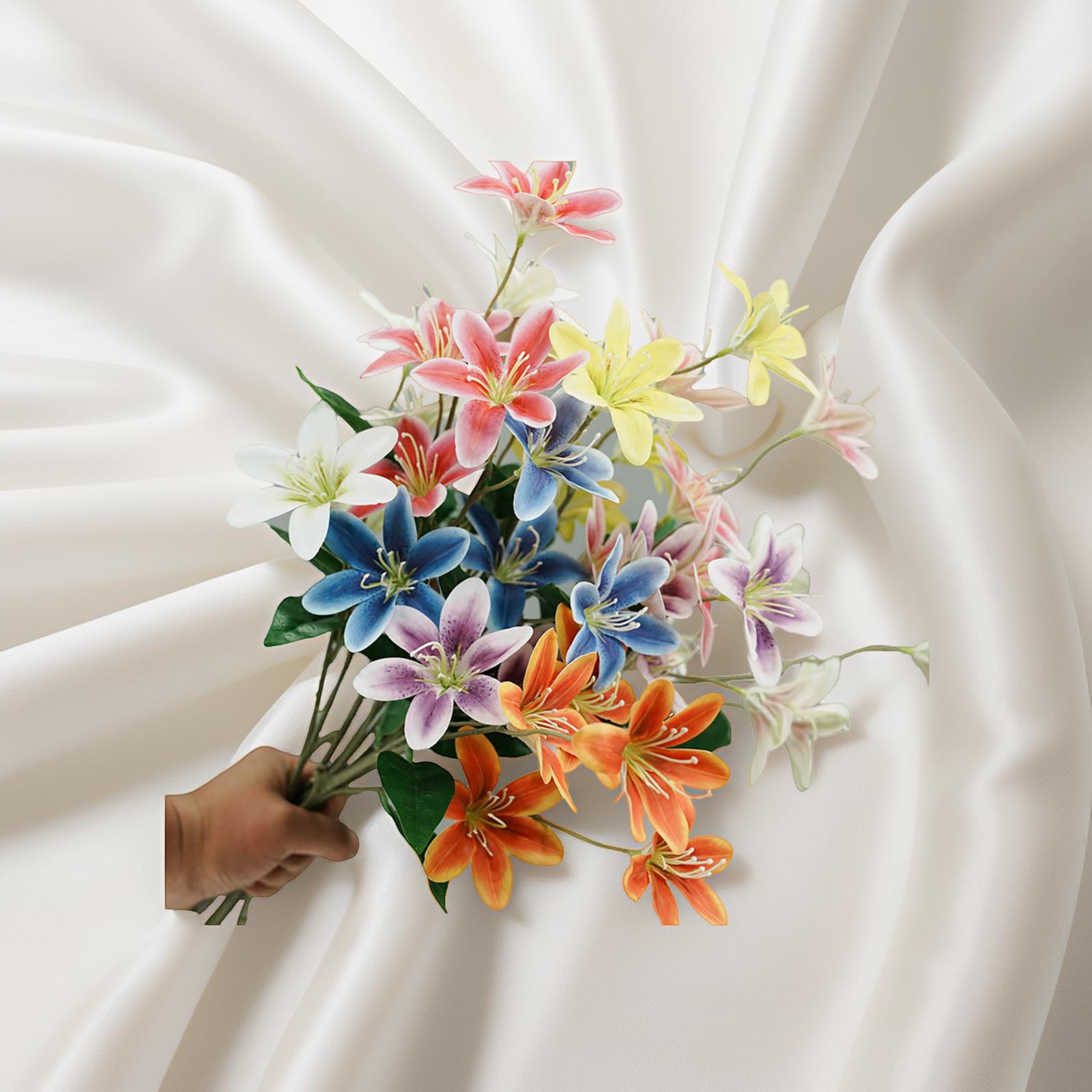 五头3D打印单支百合北欧轻奢室内干花美陈绢花网红氛围头饰