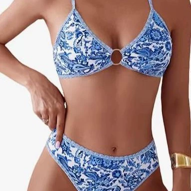 Amazon внешнеторговый бикини 2025 новый европейский и американский леопардовый принт сексуальный купальник женский горячий весенний купальник