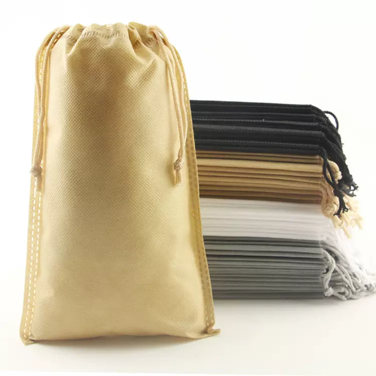 无纺布束口袋抽绳袋 无纺布束口袋 平口收纳防尘袋 抽拉绳包装袋