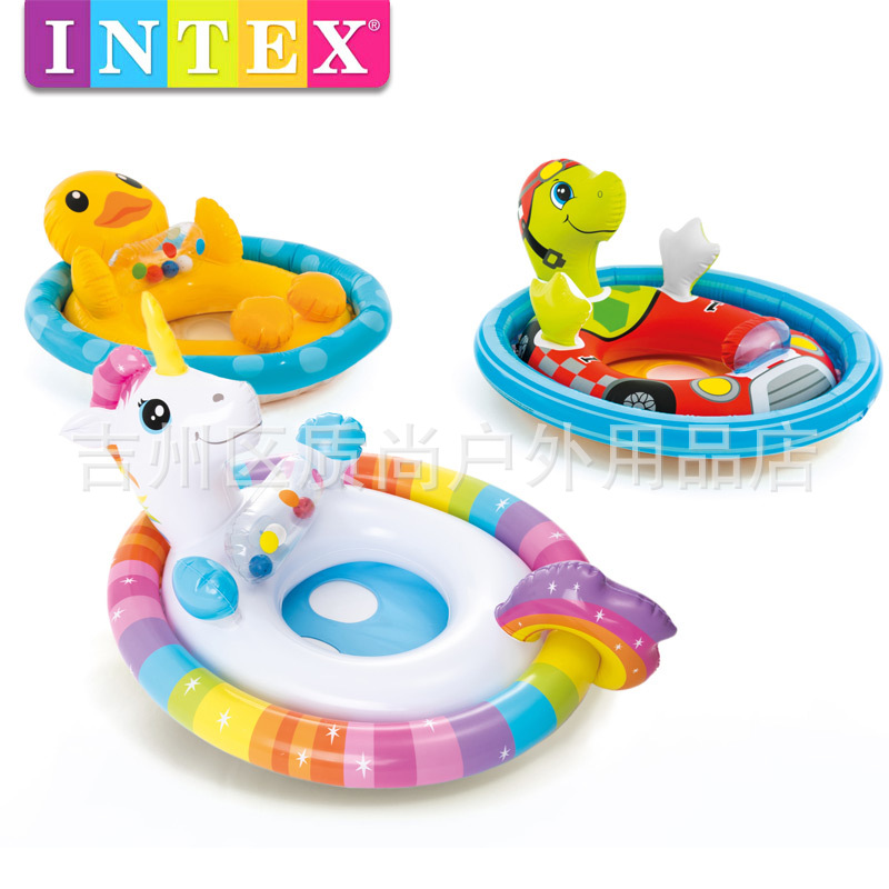 INTEX59570動物造型嬰兒座圈 兒童遊泳圈 水上充氣坐騎浮圈1-3歲