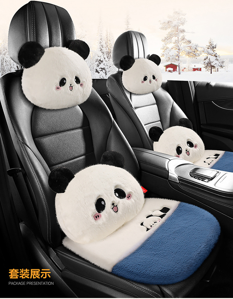 Winter car seat cushion cartoon plush cushion car seat cushion rear universal warm three-piece plush non-slip seat