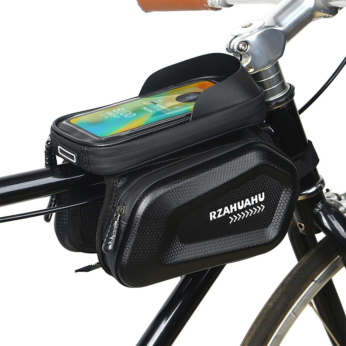 RZAHU bolsa de bicicleta bolsa de haz frontal bicicleta de montaña bolsa doble bolsa de teléfono móvil bolsa de tubo superior bolsa de sillín impermeable equipo de equitación