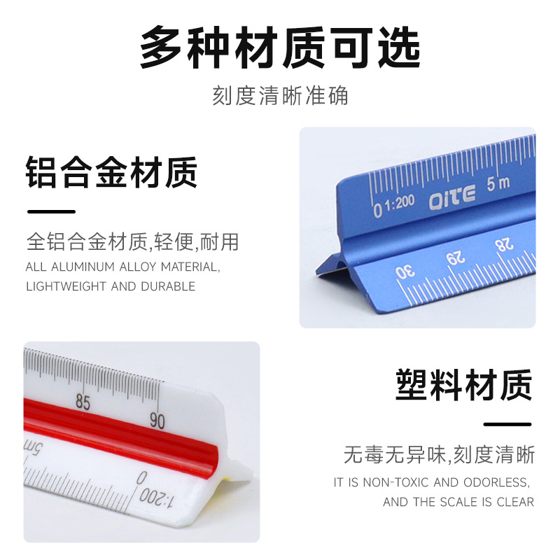 Plástico 30cm escala multifuncional escala de tamaño triangular 10cm escala pequeña escala de diseño escala de dibujo escala de medición
