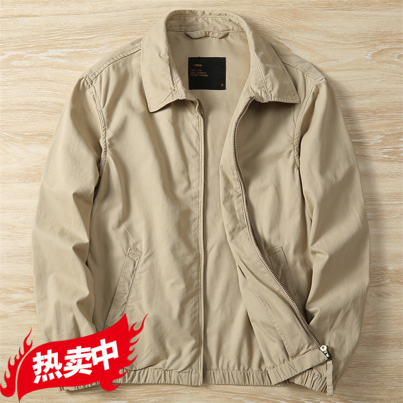 American Style Cotton Jacket Men's Spring and Autumn Top Light Business Casual New Old Style Loose High-end Lapel Jacket