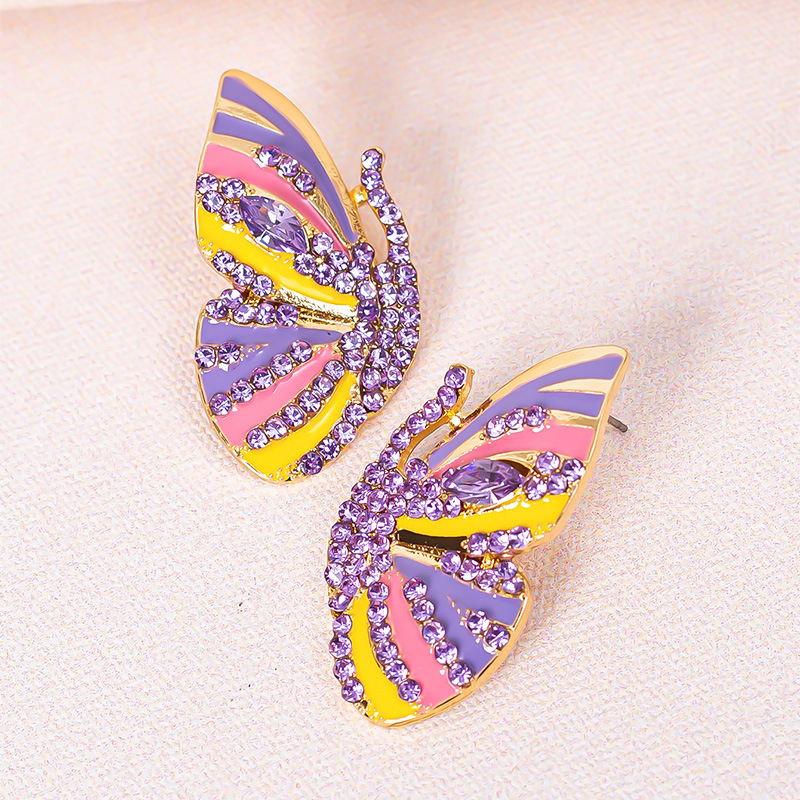 New Earrings Alloy Dripping Diamond Rhinestone Butterfly Earrings display picture 10