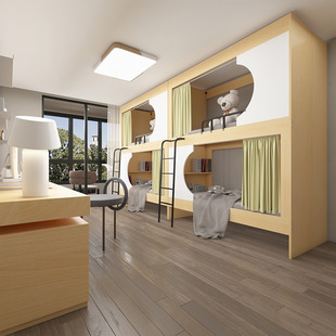Space Capsule B&B Bunk Bed Apartment Bed Student Dormitory Solid Wood Bunk Bed E-Sports Hotel Space Capsule Bunk Bed