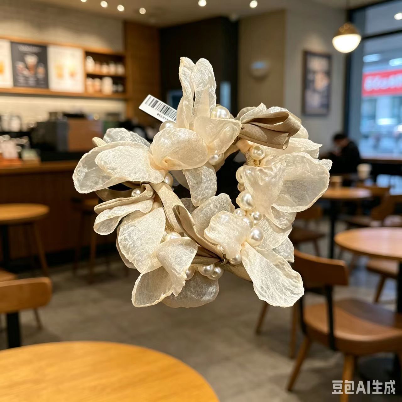 # 진주 리본 베이지