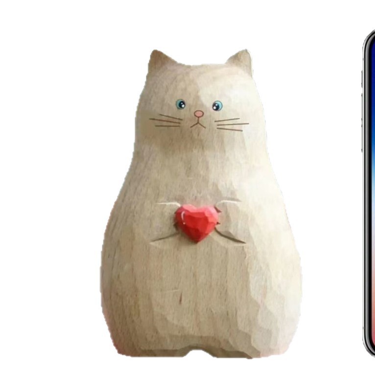 跨境新品抱爱心猫咪花 瓶装饰树脂工艺品爱猫者礼物家居摆件|undefined