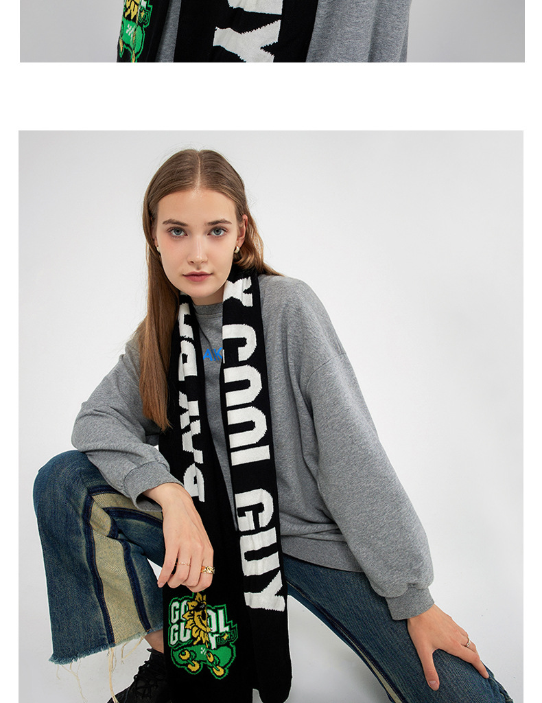 INS Personalisierter Fan-Schal für Herren und Damen Herbst und Winter Neuer gestrickter Buchstaben-Jacquard-Imitat-Kaschmir-Langer Schal_voghion.com