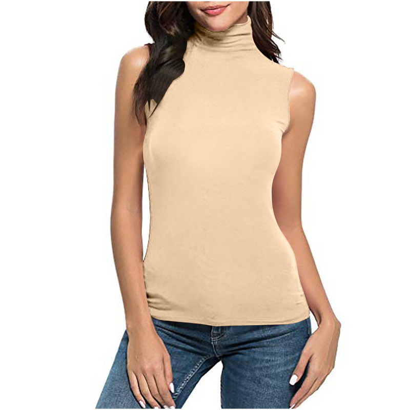 Amazon Aliexpress New Women's High-Neck Eight-Size Top Slim American Casual Sleeveless Vest Versatile and See-Through Amazon Aliexpress New Women's High-Neck Eight-Size Top Slim American Casual Sleeveless Vest Versatile and See-Through