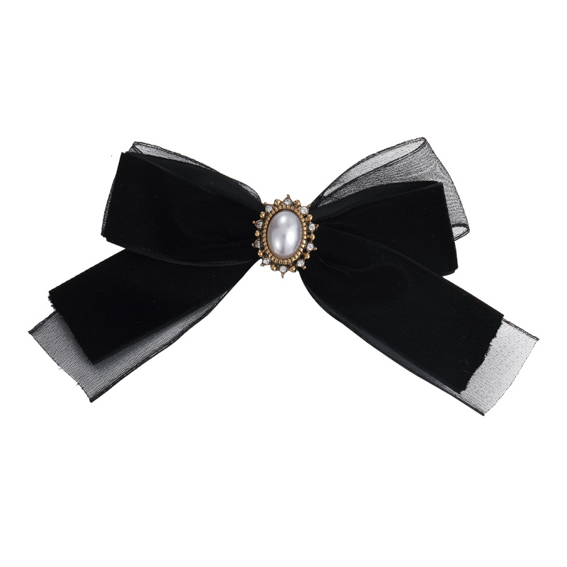 Fashion Bow Knot Cloth Inlay Artificial Pearls Rhinestones Hair Clip 1 Piece display picture 9