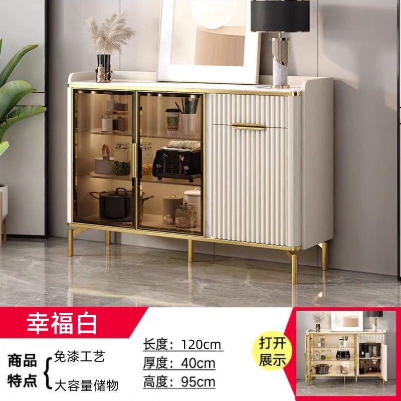 Gabinete de sala de estar, armario de cocina de alta calidad, tablero de roca ligero y lujoso italiano, simple, armario de comidas de estilo crema, multifunción contra la pared