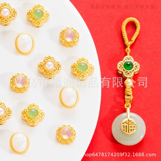 古法金镶嵌四叶草太阳花椭圆隔珠手串手链diy饰品配件服装辅料
