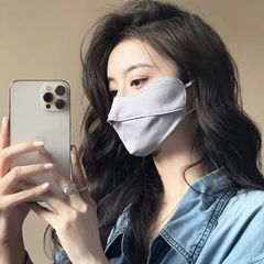 Nylon ice silk sun protection women's UV protection face full face solid color cooling eye protection thin breathable mask