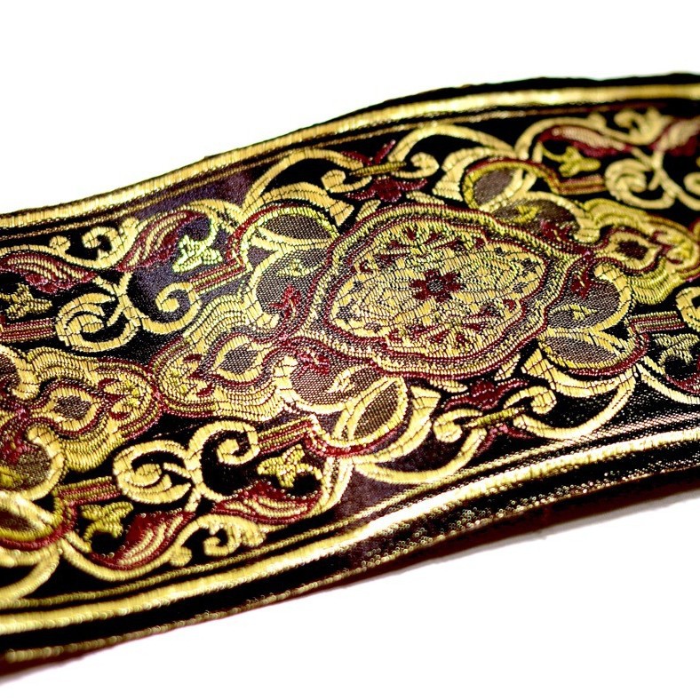 Ancho 7,8 cm cinta de hilo de oro de alta precisión Xinjiang traje étnico Xizango borde de la manga del collar borde cortina de camino de mesa mantel