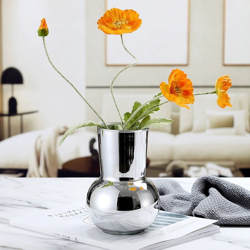 Креативная Гальваническая Серебряная стеклянная маленькая Ваза Цветочная композиция гидропонный настольный стол зеркало цветок мягкое украшение дома