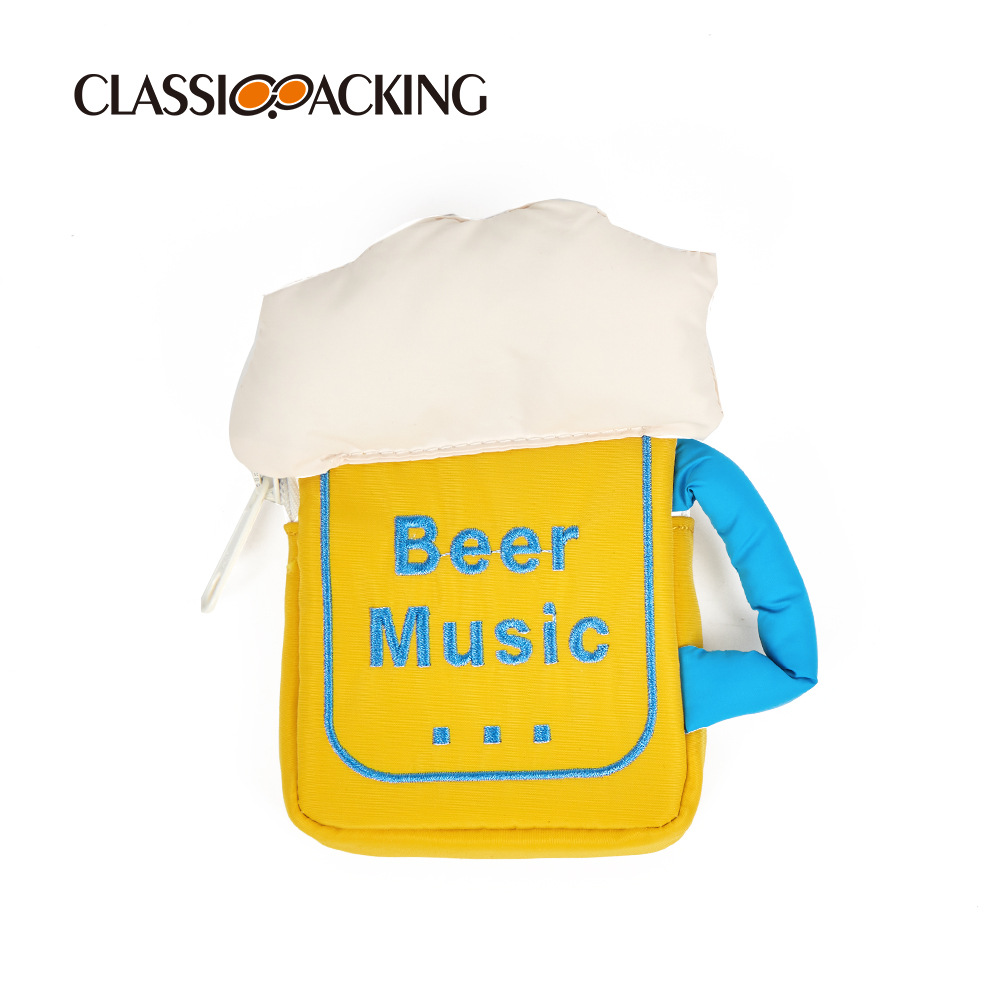 Fábrica al por mayor bolsa de almacenamiento cerveza taza leche Caja forma multifuncional moneda monedero lápiz labial bolsa de almacenamiento con logo