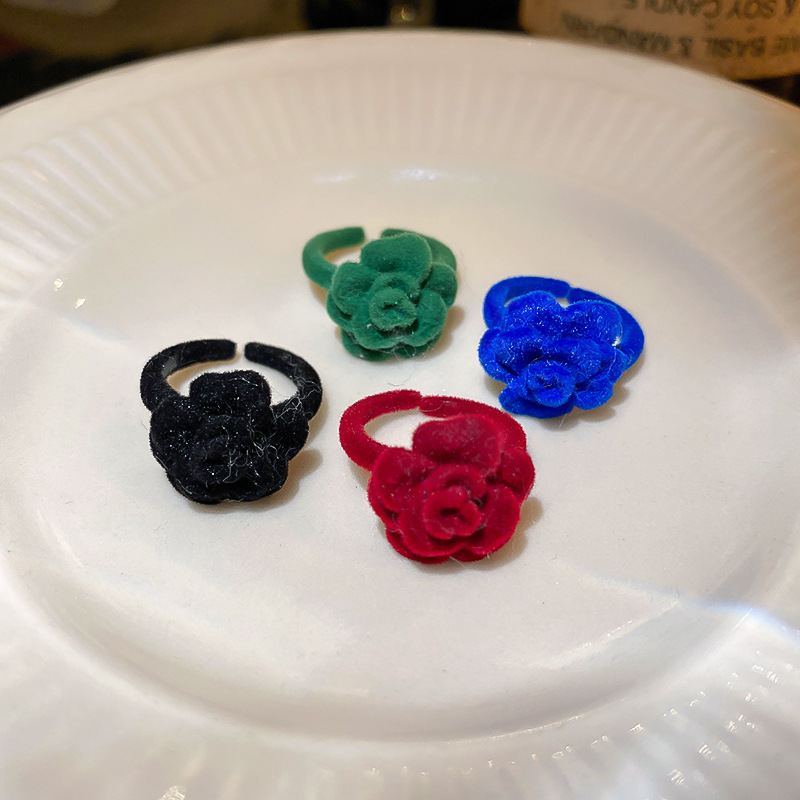 Cute Flower Alloy Flocking Womenu0027S Open Ring